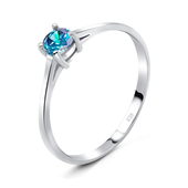 4mm Blue Topaz CZ Silver Ring CSR-150-4